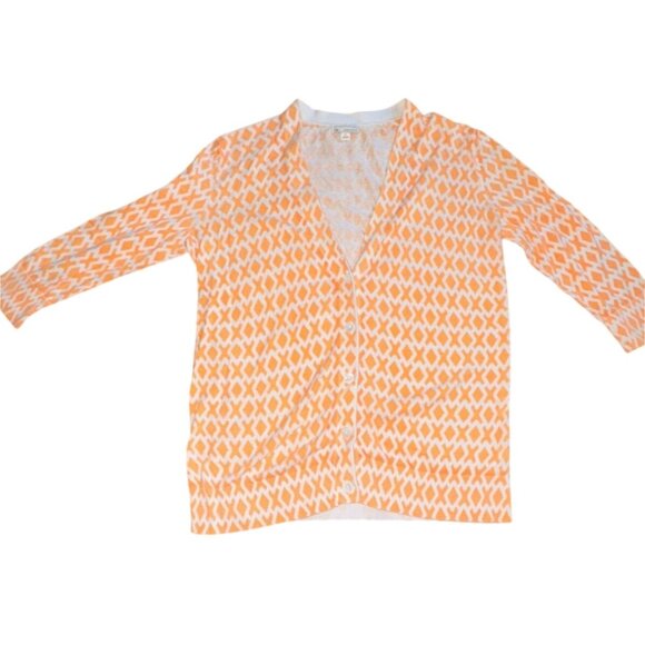 Gap Womens Flourescent 3/4 Length Sleeve Knit Cardigan-White/Orange-Small-GUC - Picture 1 of 5